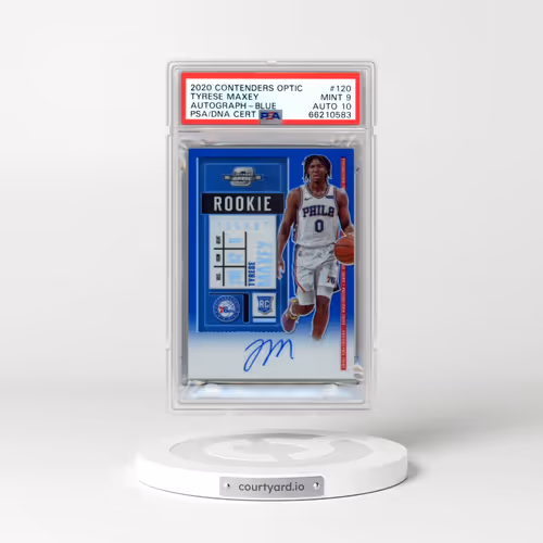 2020 Panini Contenders Optic #120 Tyrese Maxey - Autograph-Blue (PSA 9 MINT)