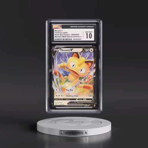 2020 Pokémon Swsh Black Star Promo #004 Meowth V - Holo Meowth Vmax Special Collection (CGC 10 GEM M