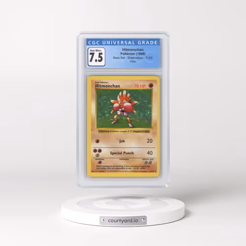 1999 Base Set #7/102 Hitmonchan - Shadowless Shadowless Holo (CGC 7.5 NM+)