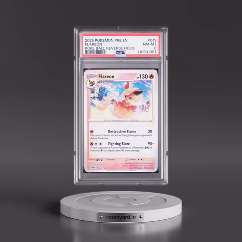 2025 Pokémon Pre EN-Prismatic Evolutions #013 Flareon - Reverse Holo Poke Ball (PSA 8 NM-MT)