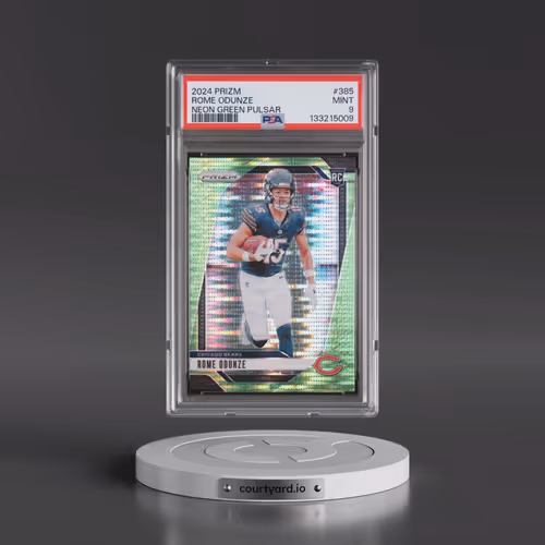 2024 Panini Prizm #385 Rome Odunze - Neon Green Pulsar (PSA 9 MINT)