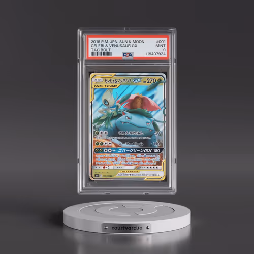 2018 Pokémon Sun & Moon Tag Bolt #001 Celebi & Venusaur GX - Holo (PSA 9 MINT)