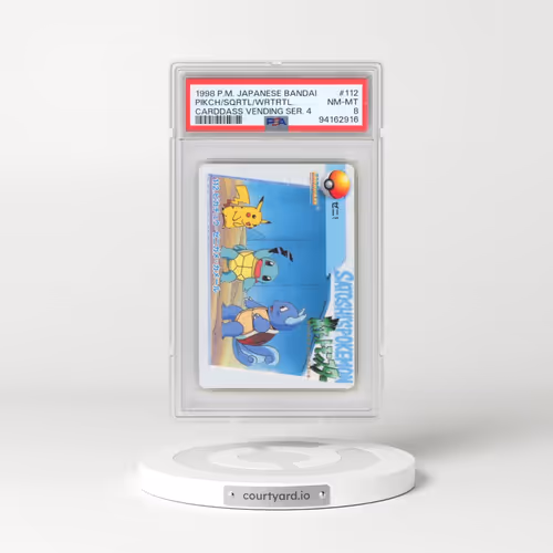 1998 Pokémon Bandai Carddass Vending Series 4 #112 Pikachu/Squirtle/Wartortle (PSA 8 NM-MT)