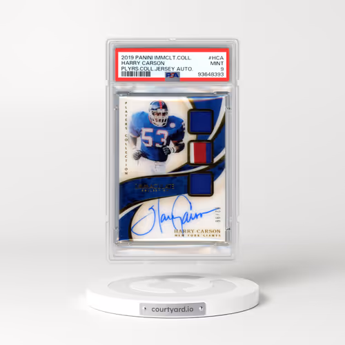 2019 Panini Immaculate Collection Players Collection Jersey Autograph #HCA Harry Carson (PSA 9 MINT)