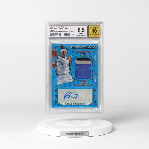 2022 Panini Obsidian #226 Paolo Banchero - Jersey Autograph-Electric Etch Blue Flood Fotl (BGS 8.5 N