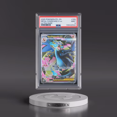 2025 Pokémon Pfl EN-Phantasmal Flames #109 Mega Charizard X EX - Holo Ultra Rare (PSA 9 MINT)