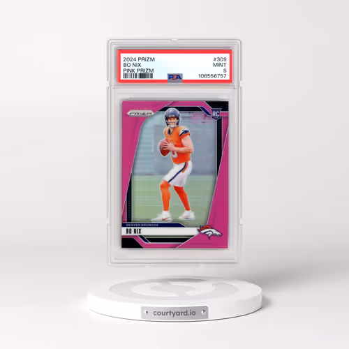 2024 Panini Prizm #309 Bo Nix - Pink Prizm (PSA 9 MINT)