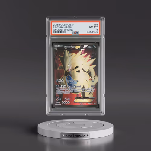 2015 Pokémon XY Ancient Origins #91 Tyranitar EX - Holo Full Art (PSA 8 NM-MT)