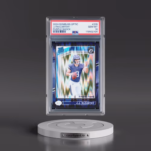 2024 Panini Donruss Optic #235 JJ McCarthy - Purple Shock (PSA 10 GEM MINT)