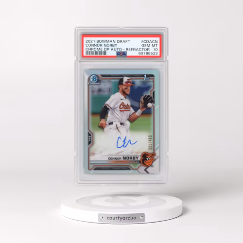 2021 Bowman Draft Chrome Draft Pick Autographs #CDACN Connor Norby - Refractor (PSA 10 GEM MINT)