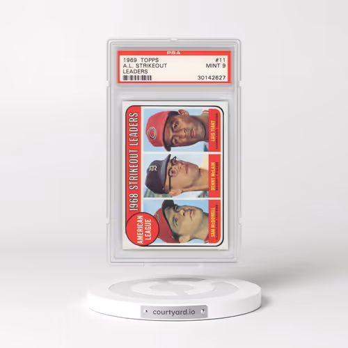 1969 Topps #11 AL Strikeout Leader - McDowell/McLain/Tiant (PSA 9 MINT)