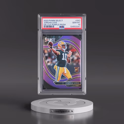 2020 Panini Select #347 Jordan Love - Die-Cut Purple Prizm (PSA 10 GEM MINT)