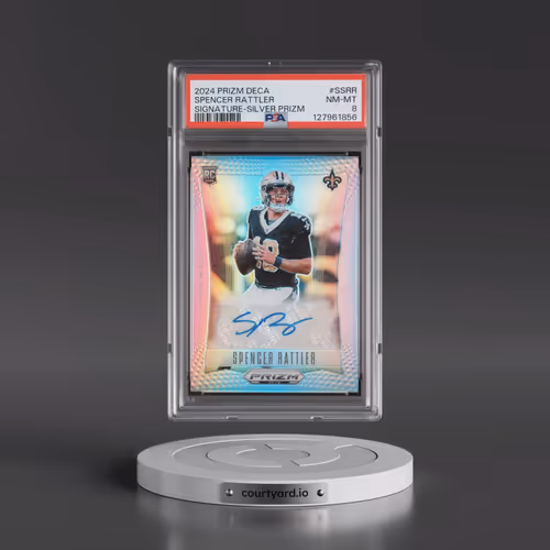 2024 Panini Prizm Deca Signatures #SSRR Spencer Rattler - Silver Prizm (PSA 8 NM-MT)