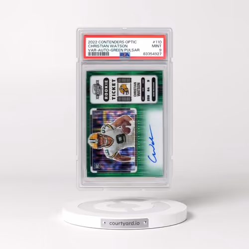 2022 Panini Contenders Optic #110 Christian Watson - Variation-Autograph-Green Pulsar (PSA 9 MINT)