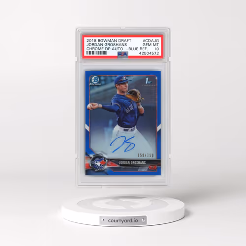 2018 Bowman Draft Chrome Draft Picks Autographs #CDAJG Jordan Groshans - Blue Refractor (PSA 10 GEM MINT)