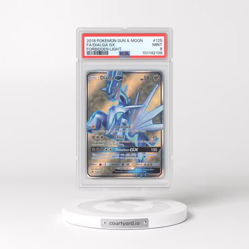 2018 Pokémon Sun & Moon Forbidden Light #125 Dialga GX - Holo Full Art (PSA 9 MINT)