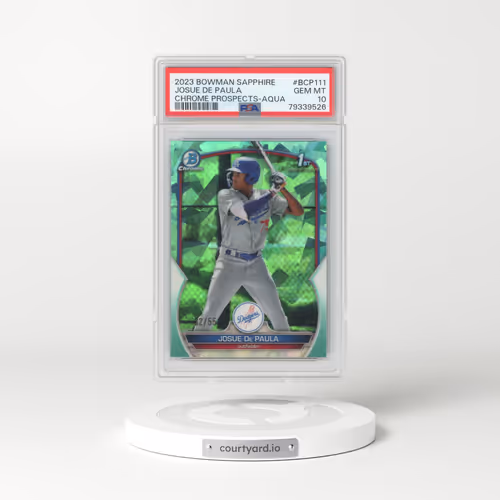 2023 Bowman Sapphire Edition Chrome Prospects #BCP111 Josue de Paula - Aqua (PSA 10 GEM MINT)