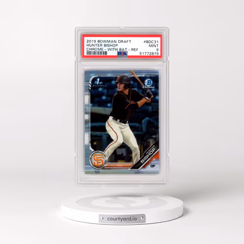 2019 Bowman Draft #BDC31 Hunter Bishop - Chrome-With Bat-Refractor (PSA 9 MINT)