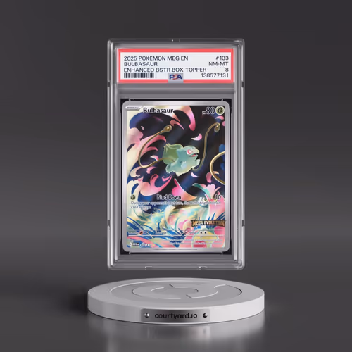 2025 Pokémon Meg EN-Mega Evolution #133 Bulbasaur - Enhanced Booster Box Topper (PSA 8 NM-MT)
