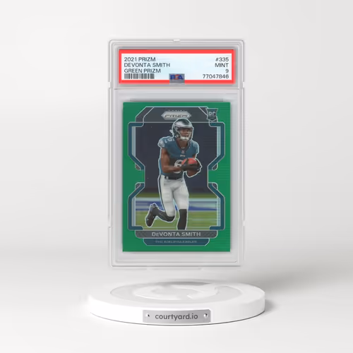 2021 Panini Prizm #335 DeVonta Smith - Green Prizm (PSA 9 MINT)