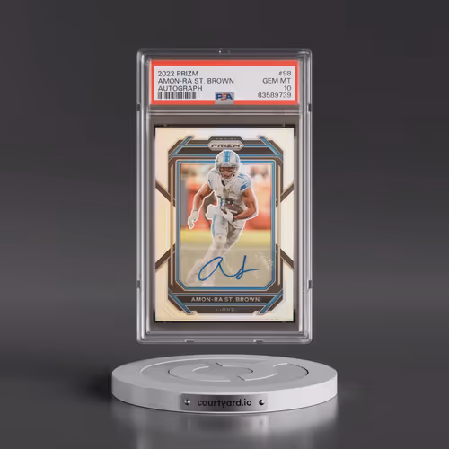 2022 Panini Prizm #98 Amon-RA St. Brown - Autograph (PSA 10 GEM MINT)