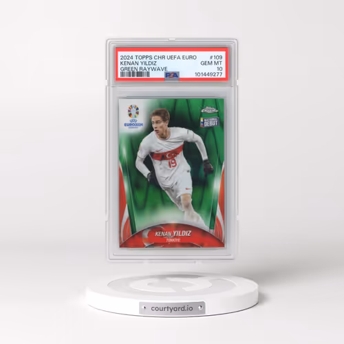 2024 Topps Chrome UEFA Euro #109 Kenan Yildiz - Green Raywave (PSA 10 GEM MINT)