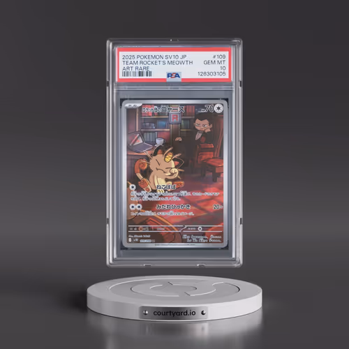 2025 Pokémon SV10-Glory of Team Rocket #109 Team Rocket's Meowth - Art Rare (PSA 10 GEM MINT)