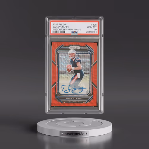 2022 Panini Prizm #305 Bailey Zappe - Autograph-Red Wave (PSA 10 GEM MINT)