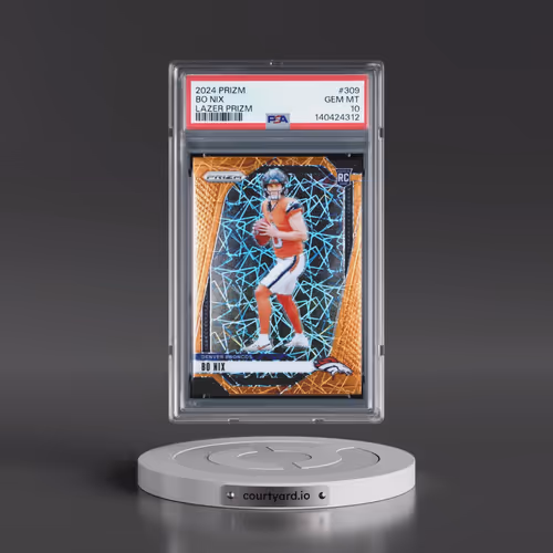 2024 Panini Prizm #309 Bo Nix - Lazer Prizm (PSA 10 GEM MINT)