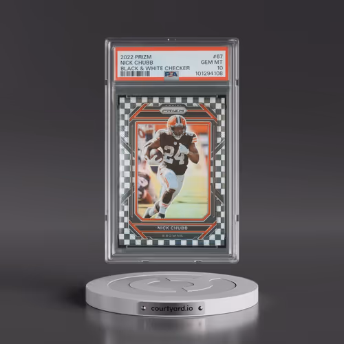 2022 Panini Prizm #67 Nick Chubb - Black & White Checker (PSA 10 GEM MINT)