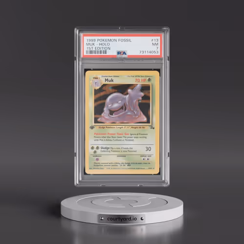 1999 Pokémon Fossil #13 Muk - 1st Edition Holo (PSA 7 NM)
