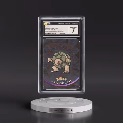 1999 Series 1 (Circular Nintendo Seal) #76 Golem - 1st Print UK Ed (Blue Topps Logo) Silver Foil (Sm