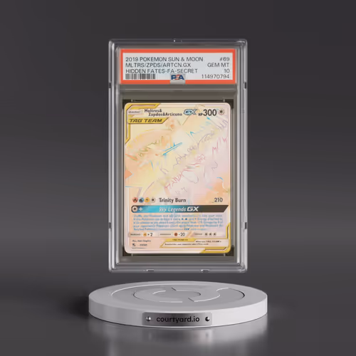 2019 Pokémon Sun & Moon Hidden Fates #69 Moltres & Zapdos & Articuno GX - Holo Full Art Secret (PSA