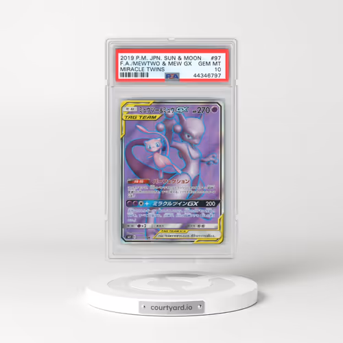 2019 Pokémon Sun & Moon Miracle Twins #097 Mewtwo & Mew GX - Holo Full Art (PSA 10 GEM MINT)