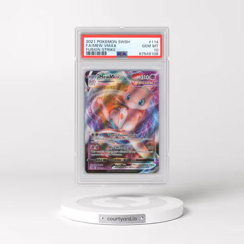 2021 Pokémon Sword & Shield Fusion Strike #114 Mew Vmax - Full Art (PSA 10 GEM MINT)