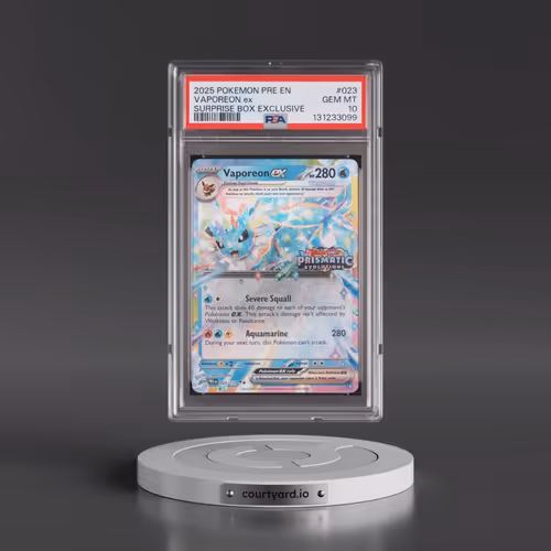 2025 Pokémon Pre EN-Prismatic Evolutions #023 Vaporeon EX - Holo Surprise Box Exclusive (PSA 10 GEM