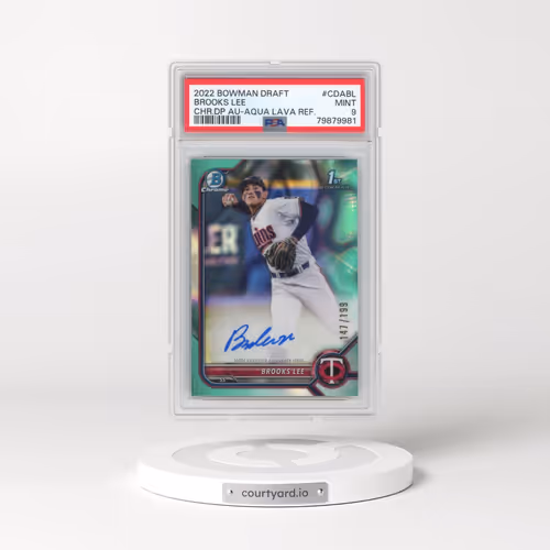 2022 Bowman Draft Chrome Draft Pick Autographs #CDABL Brooks Lee - Aqua Lava Refractor (PSA 9 MINT)
