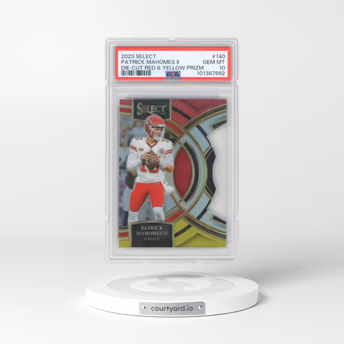 2023 Panini Select #140 Patrick Mahomes II - Die-Cut Red & Yellow Prizm (PSA 10 GEM MINT)