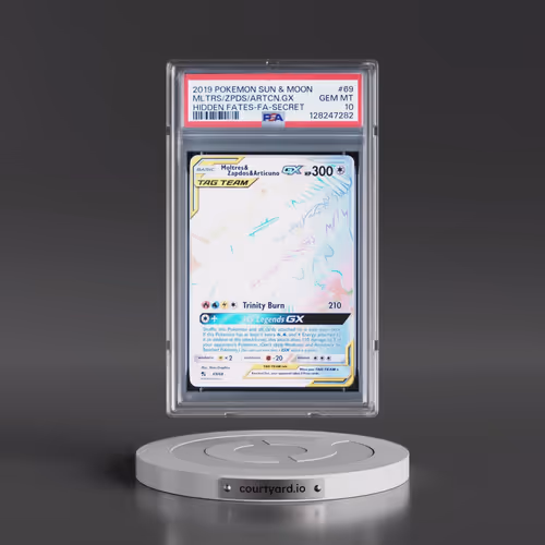 2019 Pokémon Sun & Moon Hidden Fates #69 Moltres & Zapdos & Articuno GX - Holo Full Art Secret (PSA