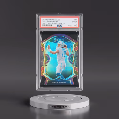 2020 Panini Select #44 Justin Herbert - Die-Cut Purple Prizm (PSA 9 MINT)