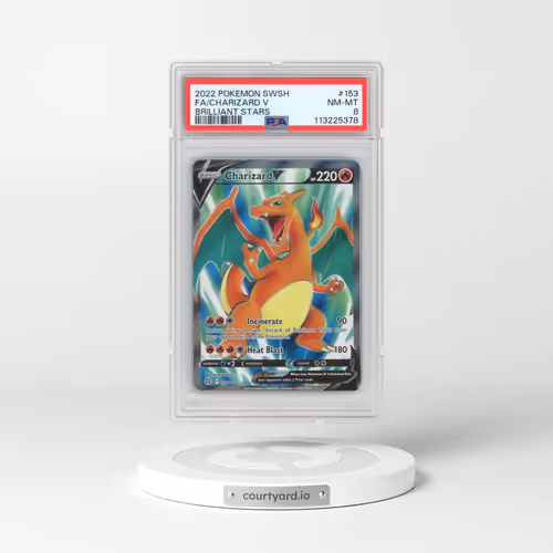2022 Pokémon Sword & Shield Brilliant Stars #153 Charizard V - Holo Full Art (PSA 8 NM-MT)