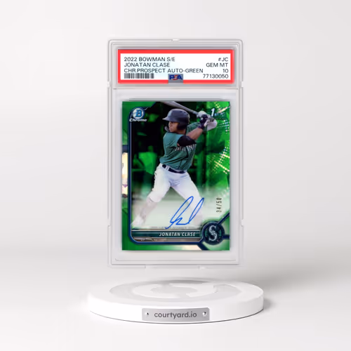 2022 Bowman Sapphire Edition Chrome Prospect Autographs #JC Jonatan Clase - Green (PSA 10 GEM MINT)