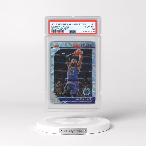 2019 Panini Hoops Premium Stock #87 LeBron James - Silver Scope (PSA 10 GEM MINT)