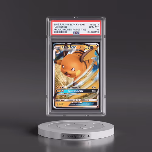 2019 Pokémon SM Black Star Promo #SM213 Raichu GX - Holo Hidden Fates Tins (PSA 10 GEM MINT)