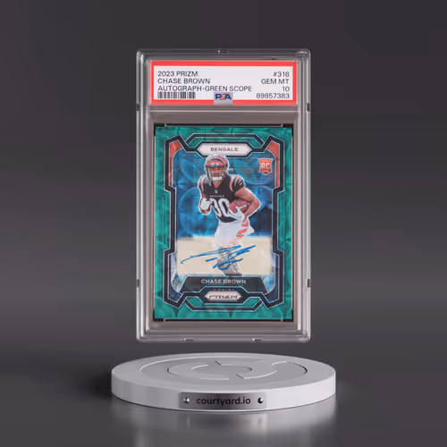 2023 Panini Prizm #318 Chase Brown - Autograph-Green Scope (PSA 10 GEM MINT)