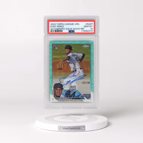 2023 Topps Chrome Update Autograph #RAEP Eury Perez - Aqua Wave Refractor (PSA 10 GEM MINT)