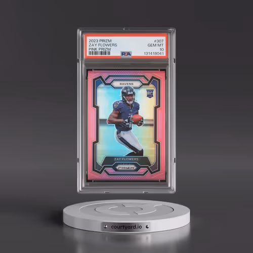 2023 Panini Prizm #307 Zay Flowers - Pink Prizm (PSA 10 GEM MINT)