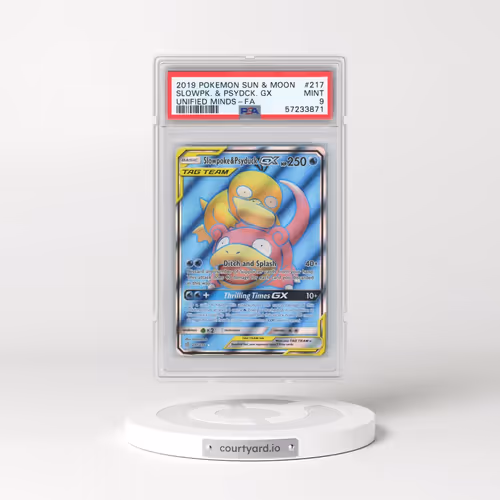 2019 Pokémon Sun & Moon Unified Minds #217 Slowpoke & Psyduck GX - Holo Full Art (PSA 9 MINT)