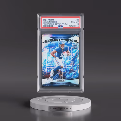 2024 Panini Prizm Fireworks #21 Malik Nabers - Silver Prizm (PSA 10 GEM MINT)