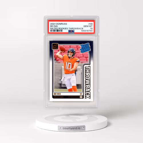 2024 Panini Donruss Rated Rookies Throwback #46 Bo Nix (PSA 10 GEM MINT)